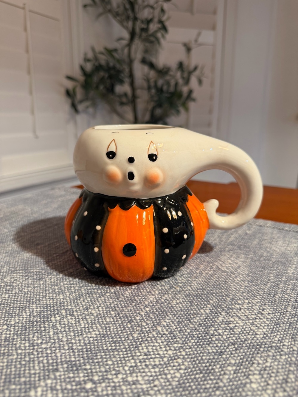 Johanna Parker Ceramic Halloween Peeps Ghost pumpkins Mug - Orange & Black